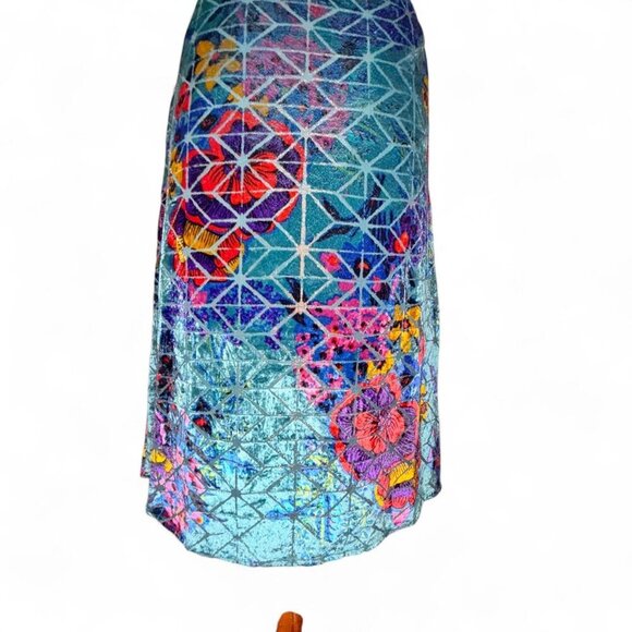 Anthropologie Moulinette Soeurs Floral Print Velvet Slip Dress Size 8 - Picture 9 of 9